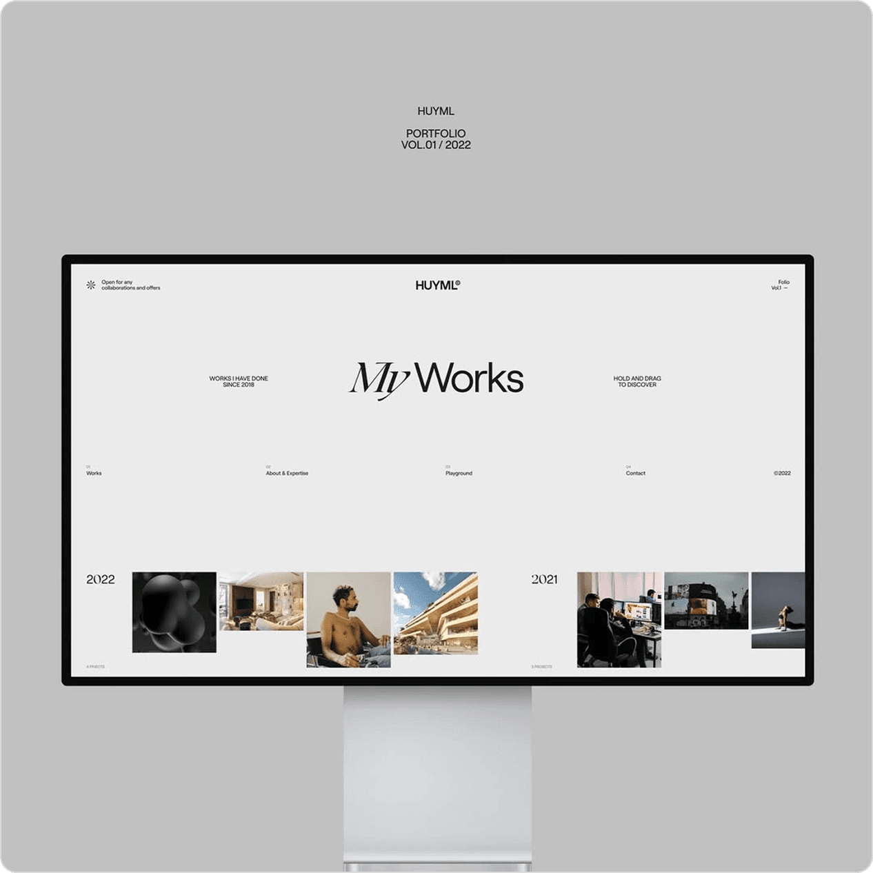 Landing page design concept with bold editorial typography